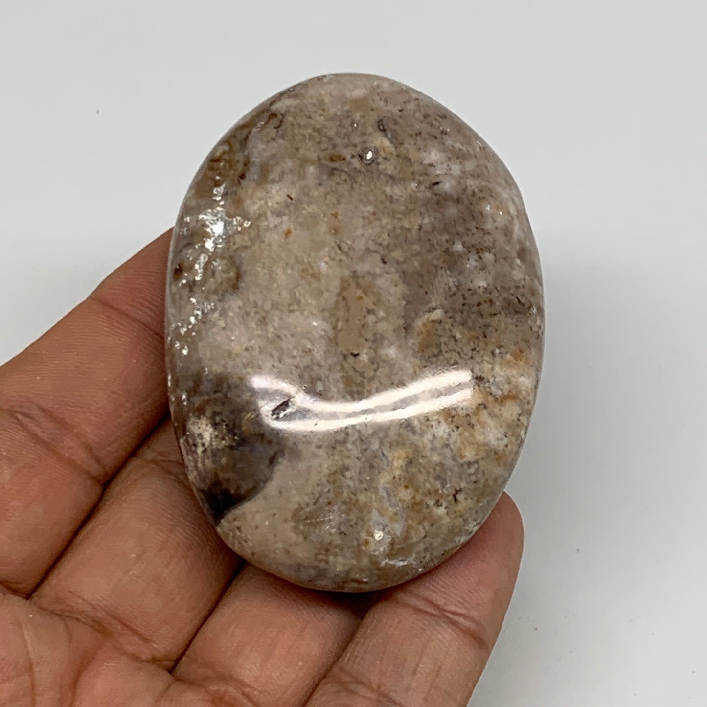 75.6g, 2.5"x1.7"x0.9", Natural Black Opal Crystal PalmStone Polished Reiki,B9698