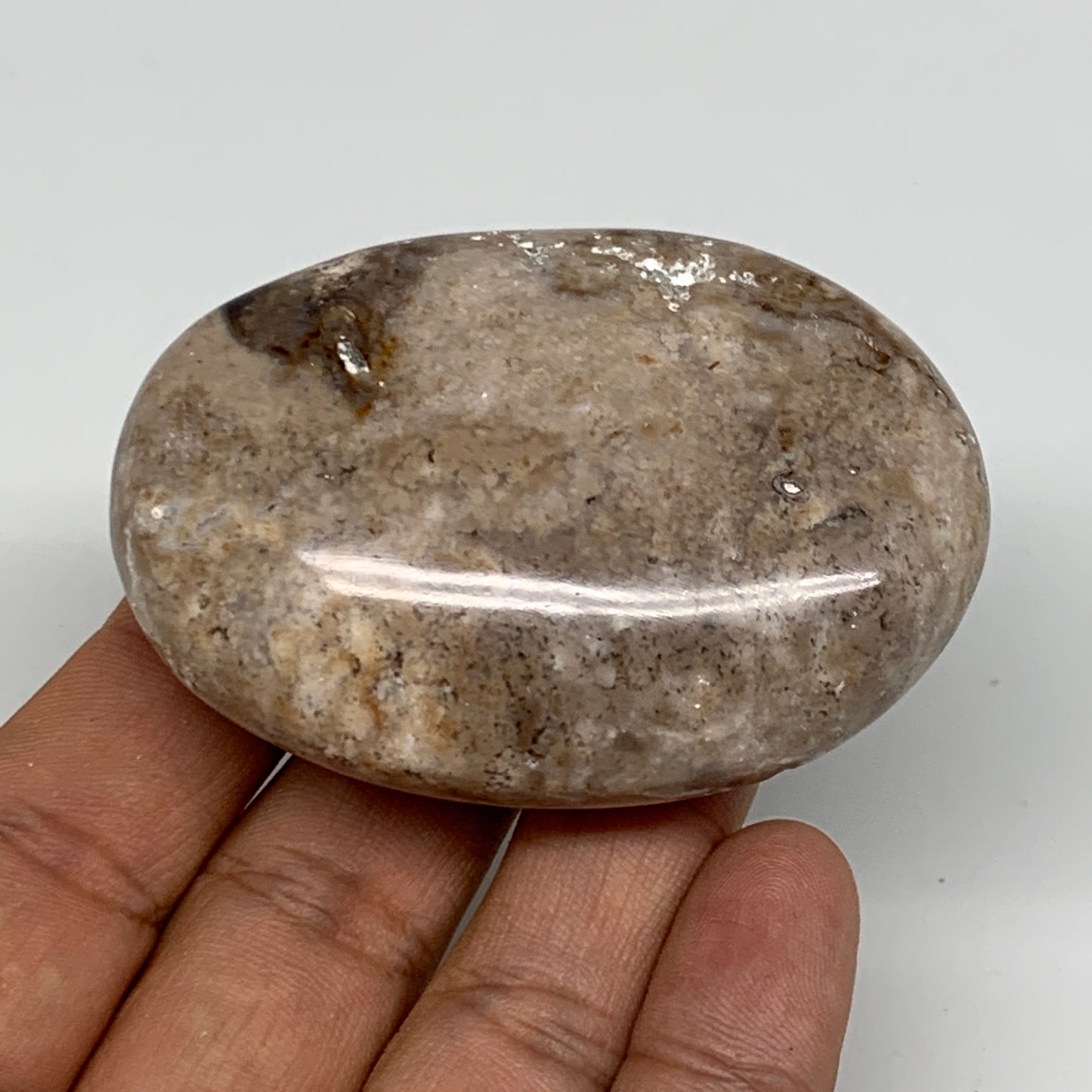 75.6g, 2.5"x1.7"x0.9", Natural Black Opal Crystal PalmStone Polished Reiki,B9698