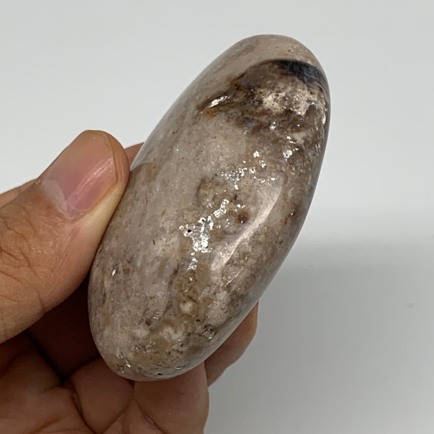 75.6g, 2.5"x1.7"x0.9", Natural Black Opal Crystal PalmStone Polished Reiki,B9698