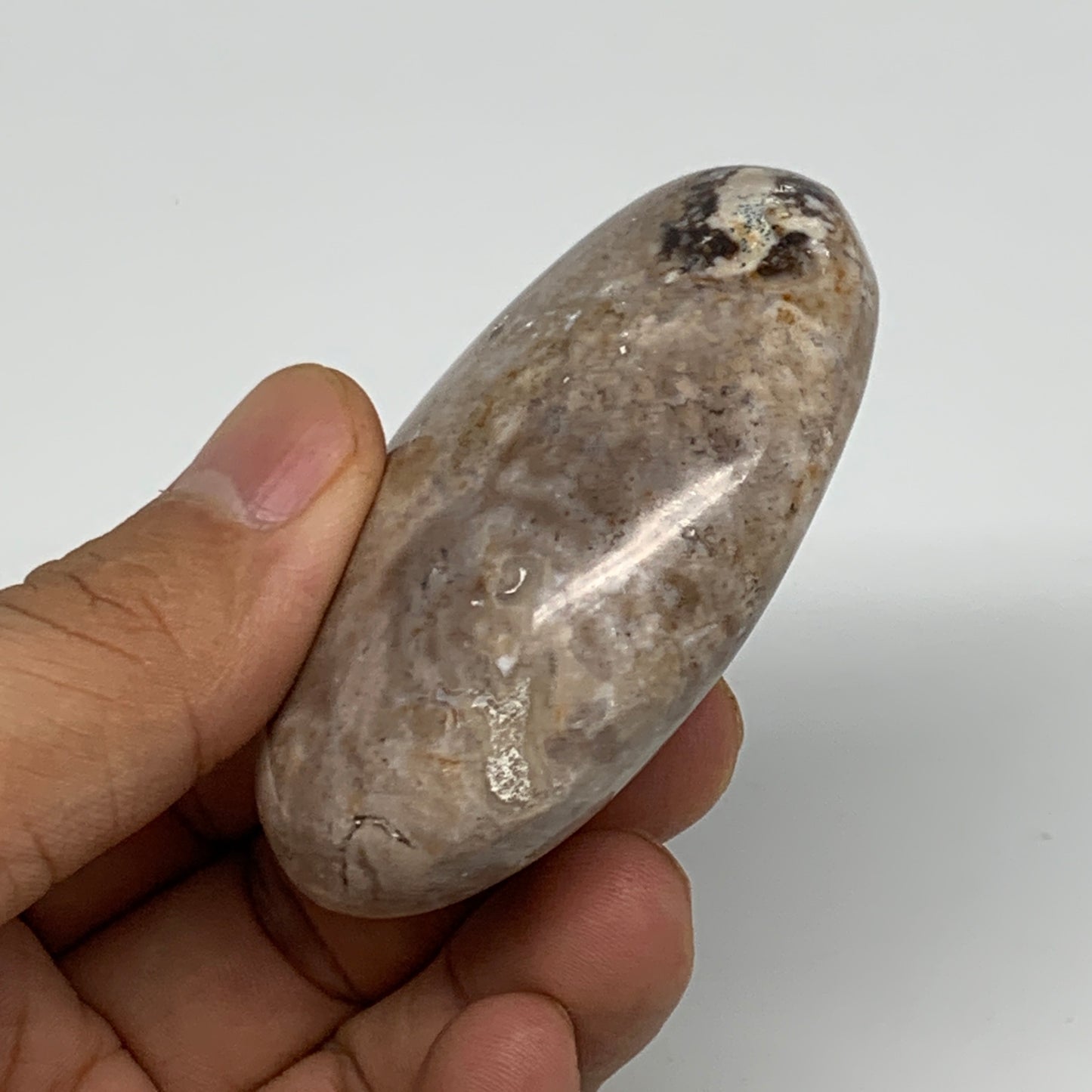 75.6g, 2.5"x1.7"x0.9", Natural Black Opal Crystal PalmStone Polished Reiki,B9698