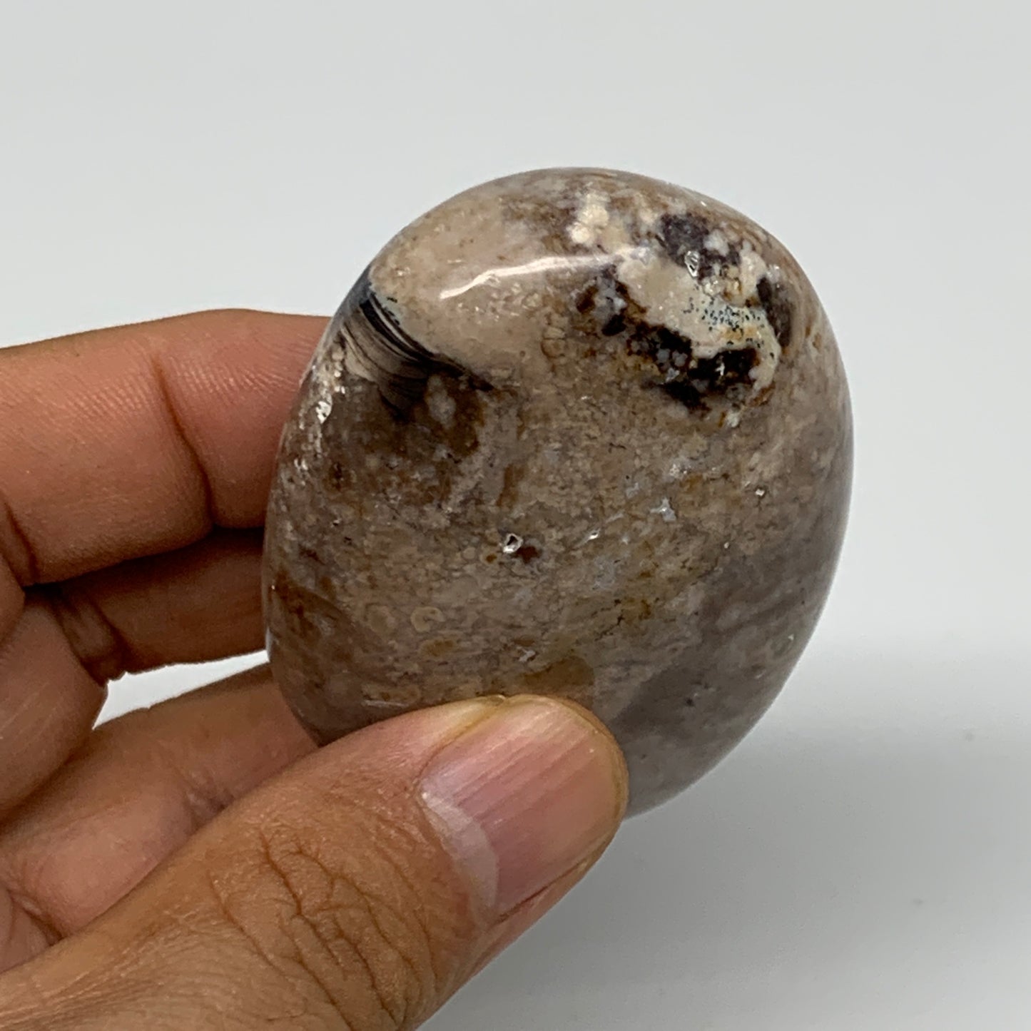 75.6g, 2.5"x1.7"x0.9", Natural Black Opal Crystal PalmStone Polished Reiki,B9698