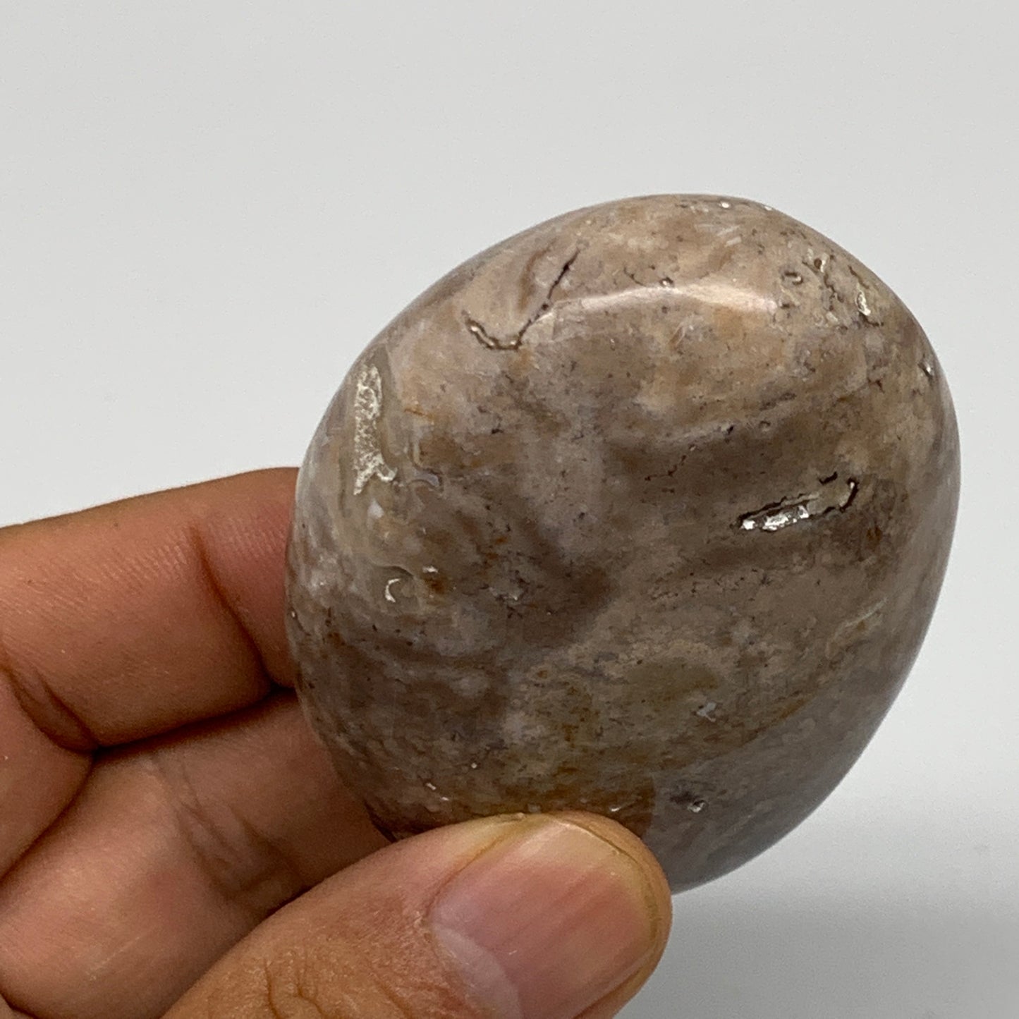 75.6g, 2.5"x1.7"x0.9", Natural Black Opal Crystal PalmStone Polished Reiki,B9698