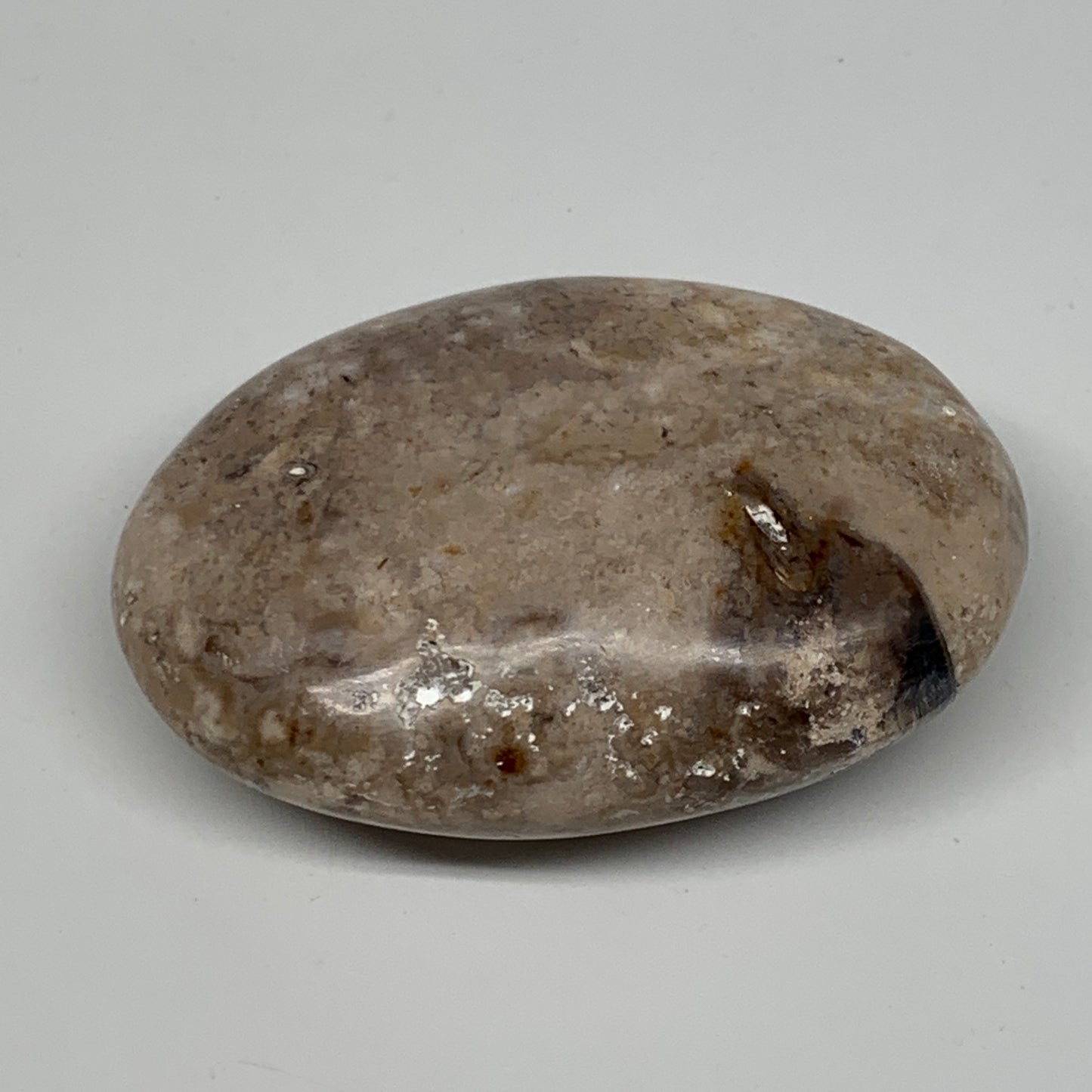 75.6g, 2.5"x1.7"x0.9", Natural Black Opal Crystal PalmStone Polished Reiki,B9698