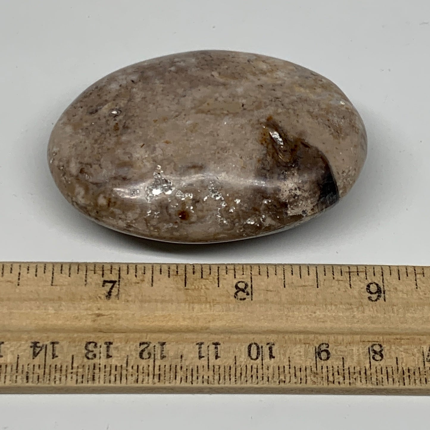 75.6g, 2.5"x1.7"x0.9", Natural Black Opal Crystal PalmStone Polished Reiki,B9698