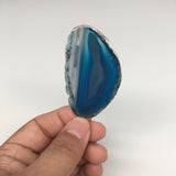 85cts, 2.9"x1.5" Blue Agate Druzy Geode Pendant Silver Plated @Brazil, Bp1284 - watangem.com