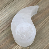 1pc, 240-280g, 4"x2.2"x1.6" White Selenite Candle Holder Wave Shape from Morocco