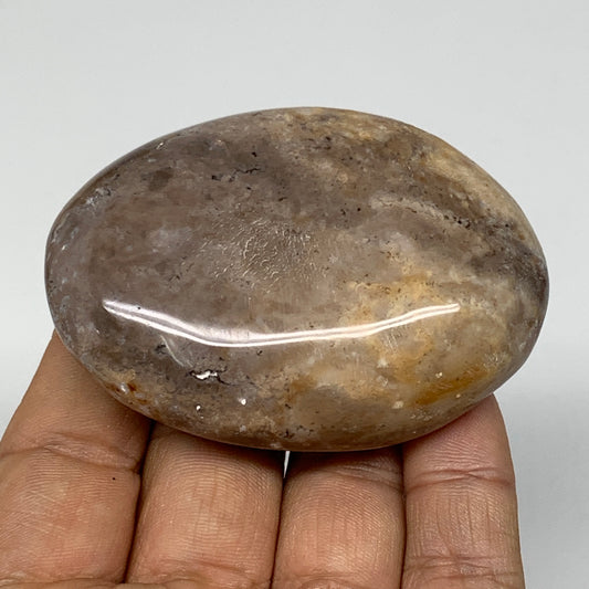 92g, 2.7"x1.9"x0.9", Natural Black Opal Crystal PalmStone Polished Reiki,B2332