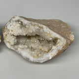2.15Lbs,5.4"x4.5"x2.7", 1 Pair, Natural Quartz Geodes Sculpture @Morocco,B10532