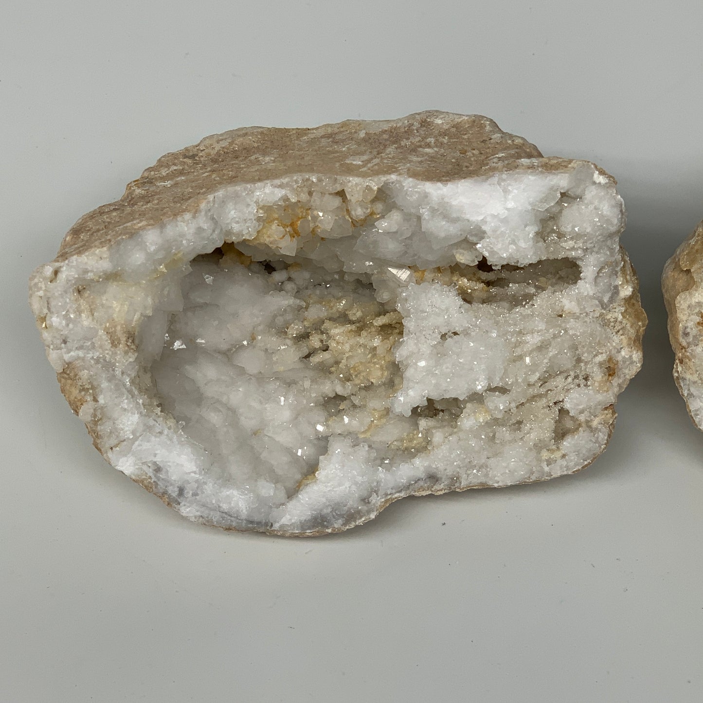 2.15Lbs,5.4"x4.5"x2.7", 1 Pair, Natural Quartz Geodes Sculpture @Morocco,B10532