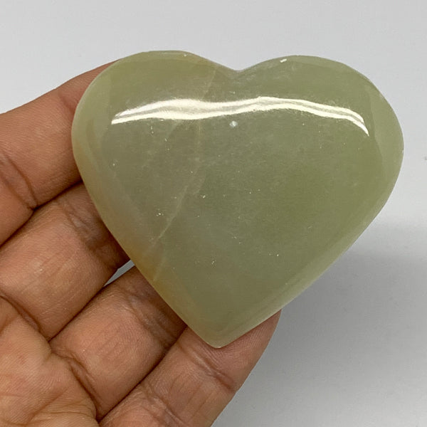 75.8g, 2.1"x2.4"x0.7" Natural Green Onyx Heart Polished Healing Crystal, B26636