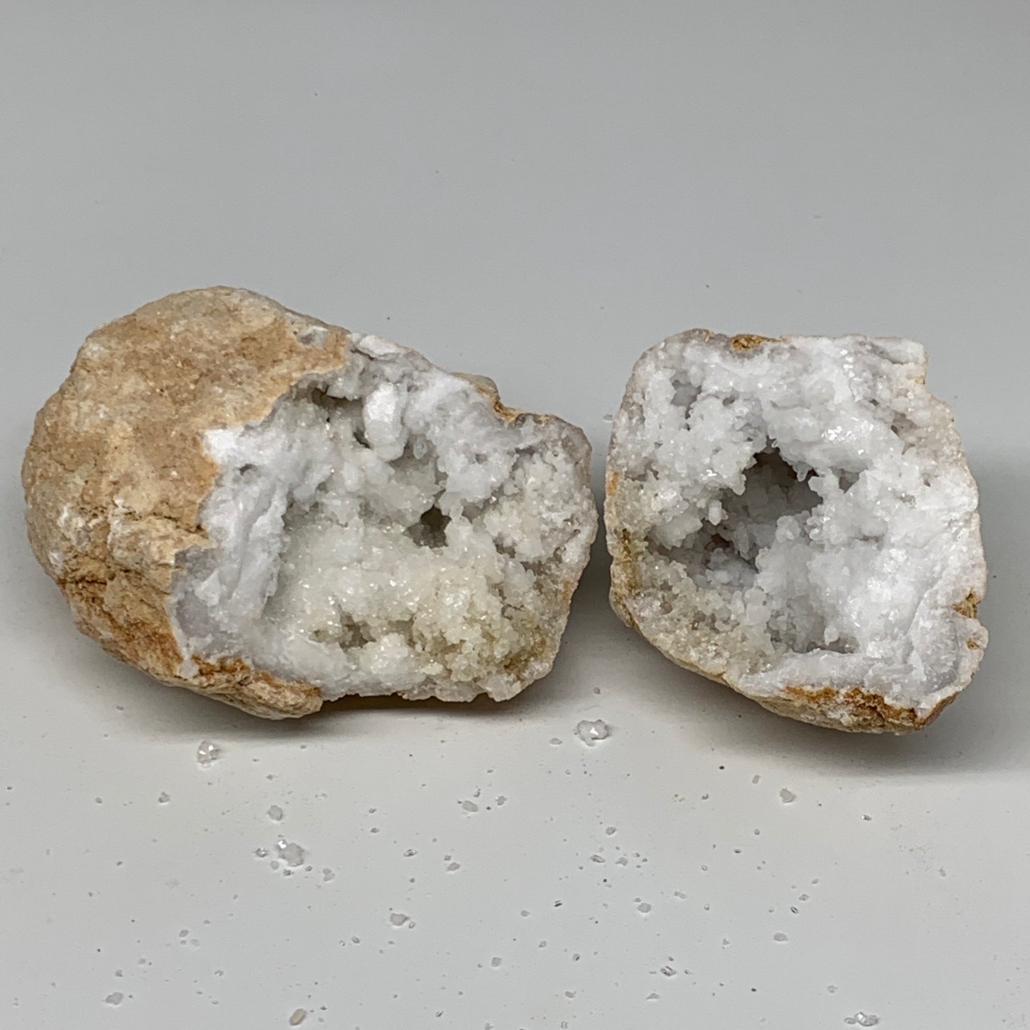 1.93Lbs,5.5"x3.8"x2.7", 1 Pair, Natural Quartz Geodes Sculpture @Morocco,B10534
