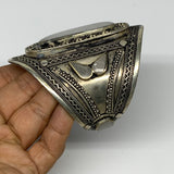 78g, 3.4" Turkmen Cuff Bracelet Tribal Oval Shape, White Calcite, B13730