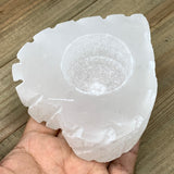 1pc,490-550g, 3.6"x3.5"x1.9" White Selenite Candle Holder Heart Shape from Moroc