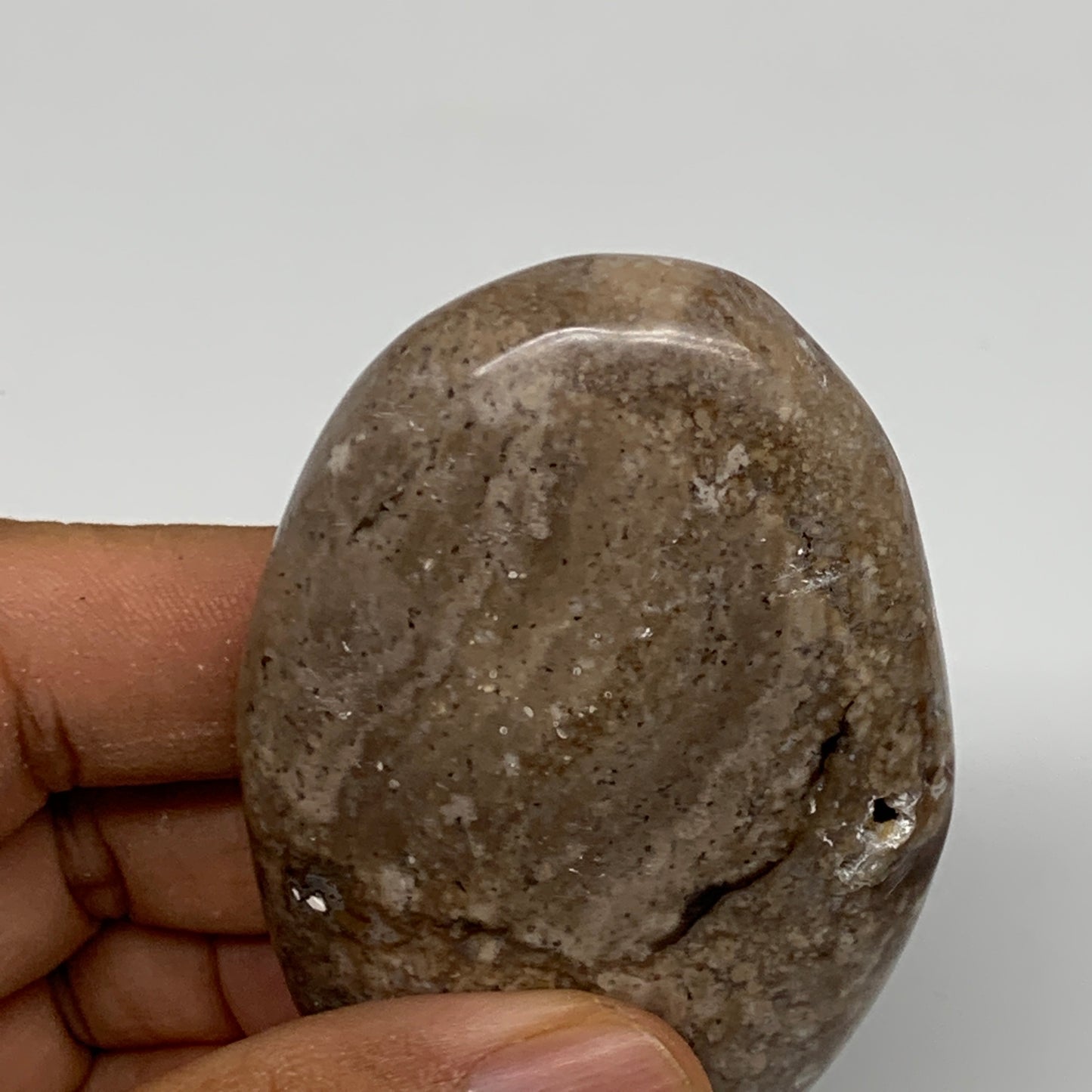 71g, 2.7"x1.8"x0.8", Natural Black Opal Crystal PalmStone Polished Reiki,B9704