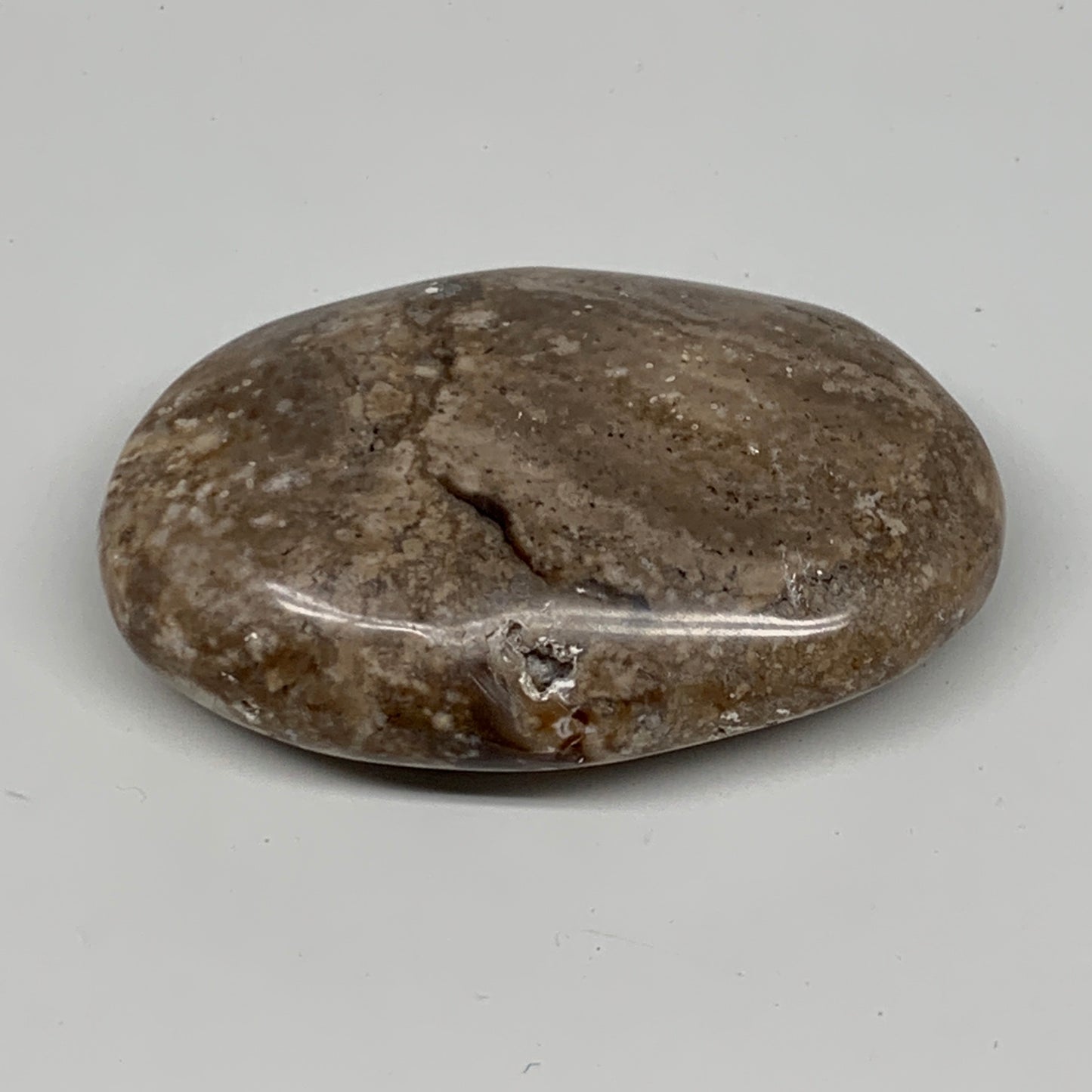 71g, 2.7"x1.8"x0.8", Natural Black Opal Crystal PalmStone Polished Reiki,B9704