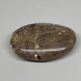 71g, 2.7"x1.8"x0.8", Natural Black Opal Crystal PalmStone Polished Reiki,B9704