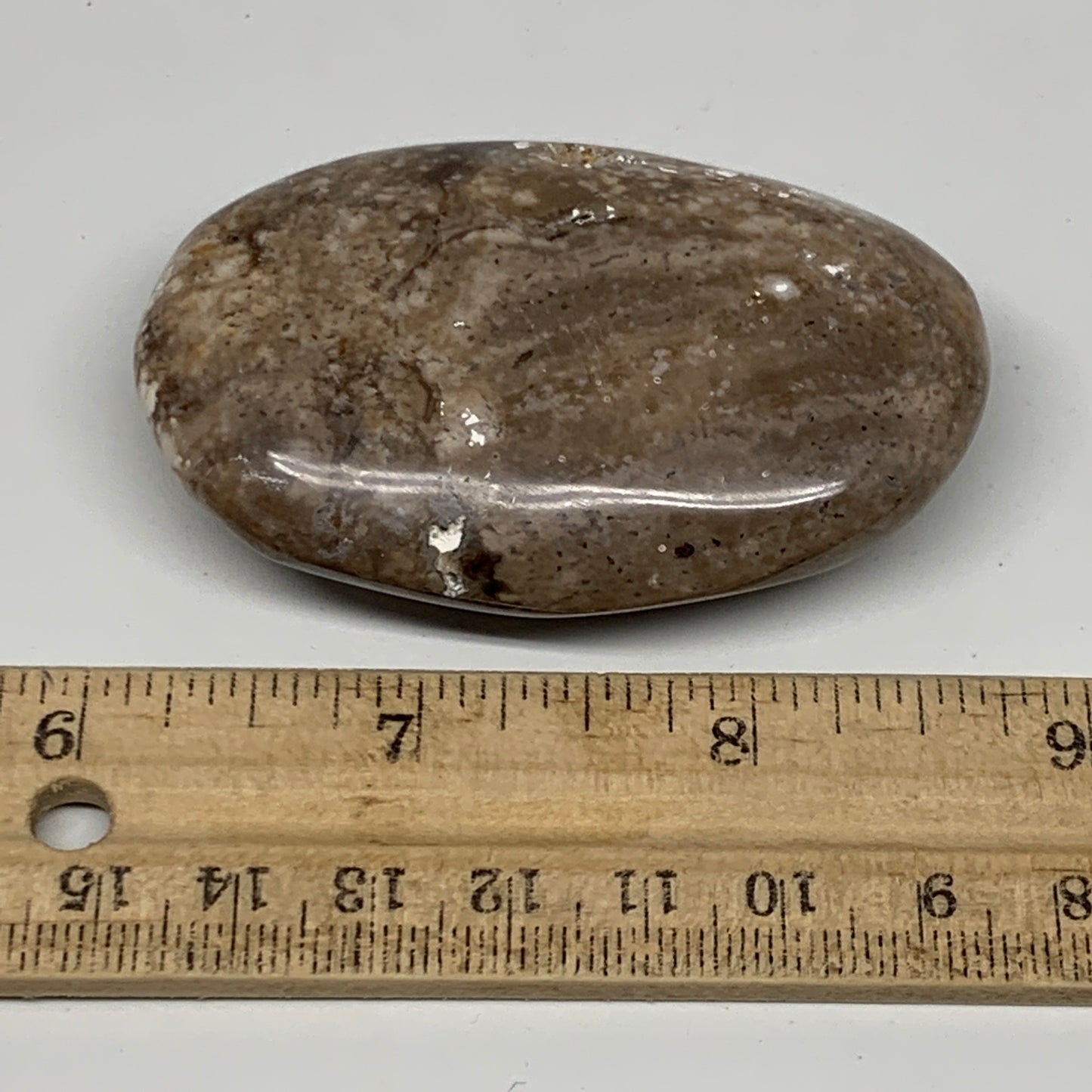 71g, 2.7"x1.8"x0.8", Natural Black Opal Crystal PalmStone Polished Reiki,B9704