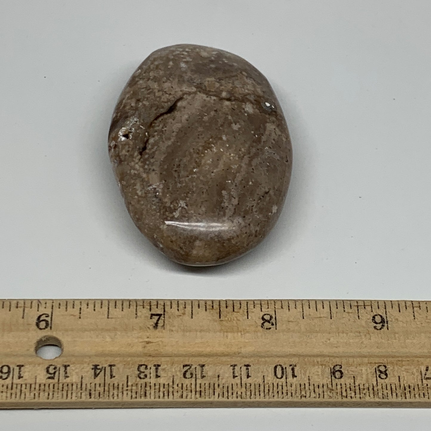 71g, 2.7"x1.8"x0.8", Natural Black Opal Crystal PalmStone Polished Reiki,B9704