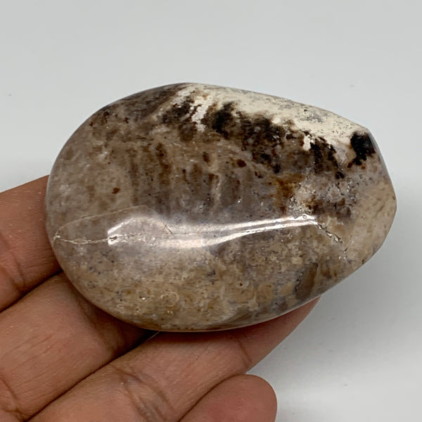 70g, 2.4"x1.9"x0.9", Natural Black Opal Crystal PalmStone Polished Reiki,B9705