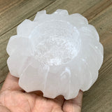 1pc,340-360g, 3.3"x1.9" White Selenite Candle Holder Round Shape from Morocco