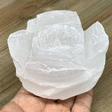 1pc,460-520g, 3.6"x2.1" White Selenite Candle Holder Round Shape from Morocco
