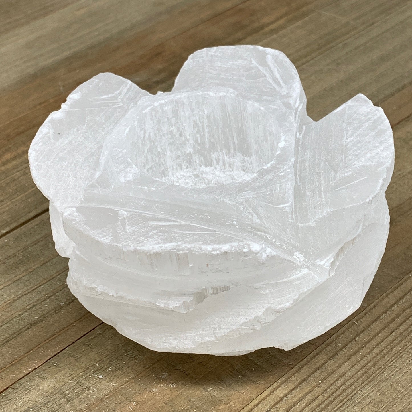 1pc,460-520g, 3.6"x2.1" White Selenite Candle Holder Round Shape from Morocco