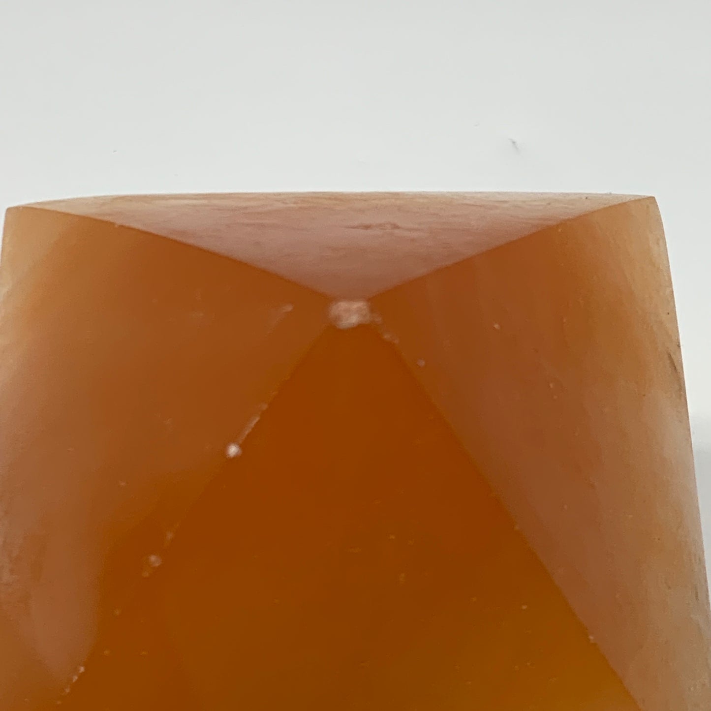 683g, 3.4"x3.6" Orange Selenite/Satin Spar Pyramid Crystal @Morocco, B24190