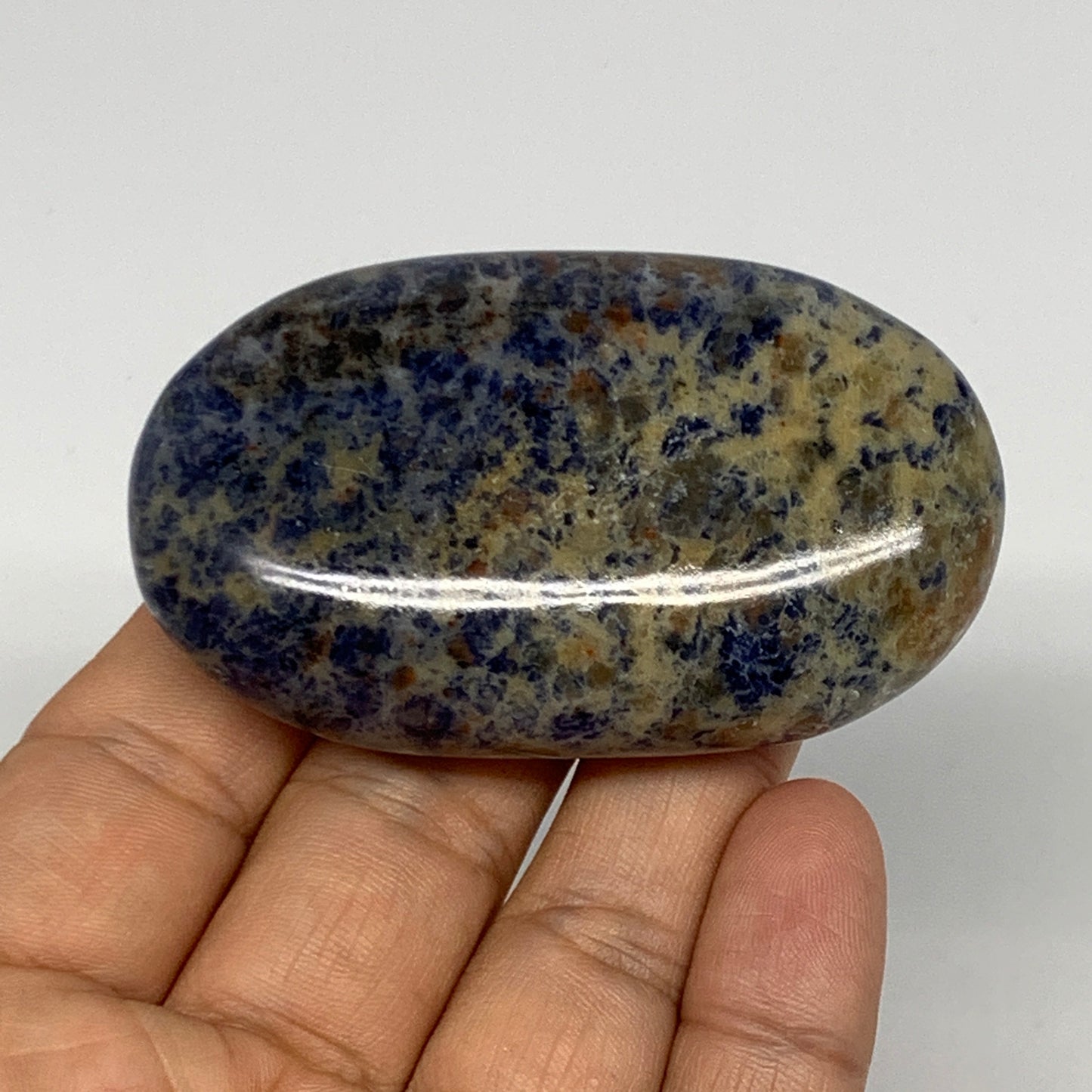 91.7g, 2.7"x1.6"x0.8", Sodalite Palm-Stone Crystal Polished Handmade, B21745