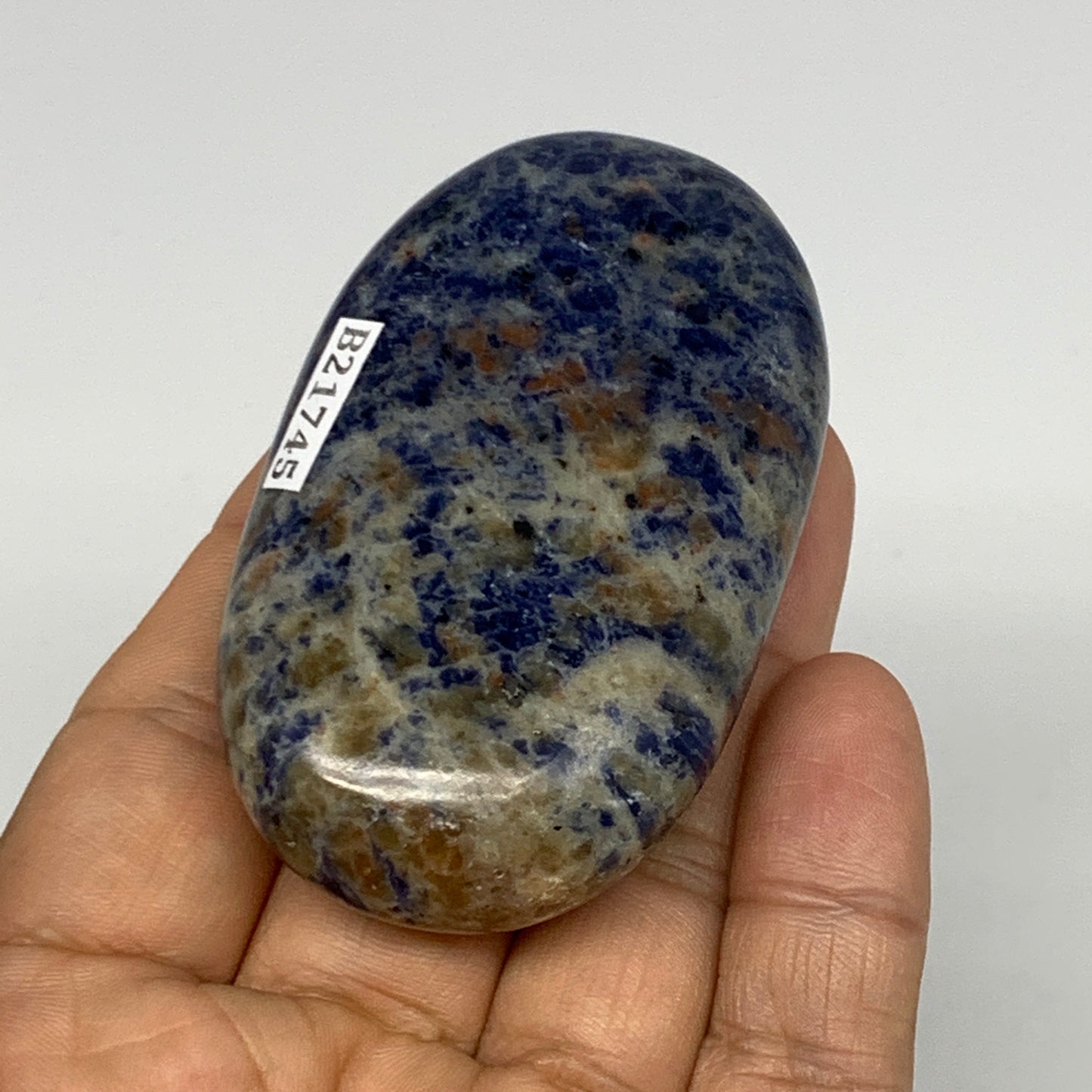 91.7g, 2.7"x1.6"x0.8", Sodalite Palm-Stone Crystal Polished Handmade, B21745