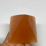 548g, 3.5"x3.2" Orange Selenite/Satin Spar Pyramid Crystal @Morocco, B24193