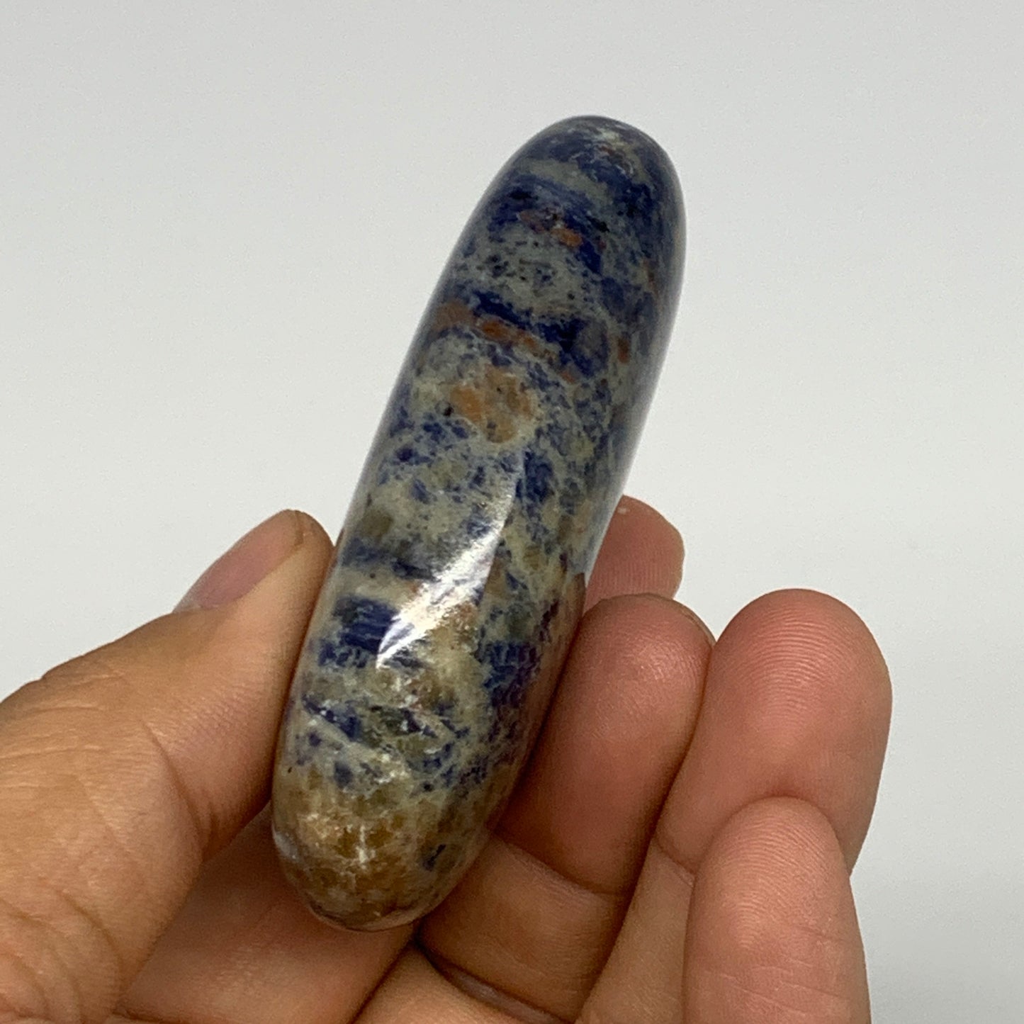 91.7g, 2.7"x1.6"x0.8", Sodalite Palm-Stone Crystal Polished Handmade, B21745