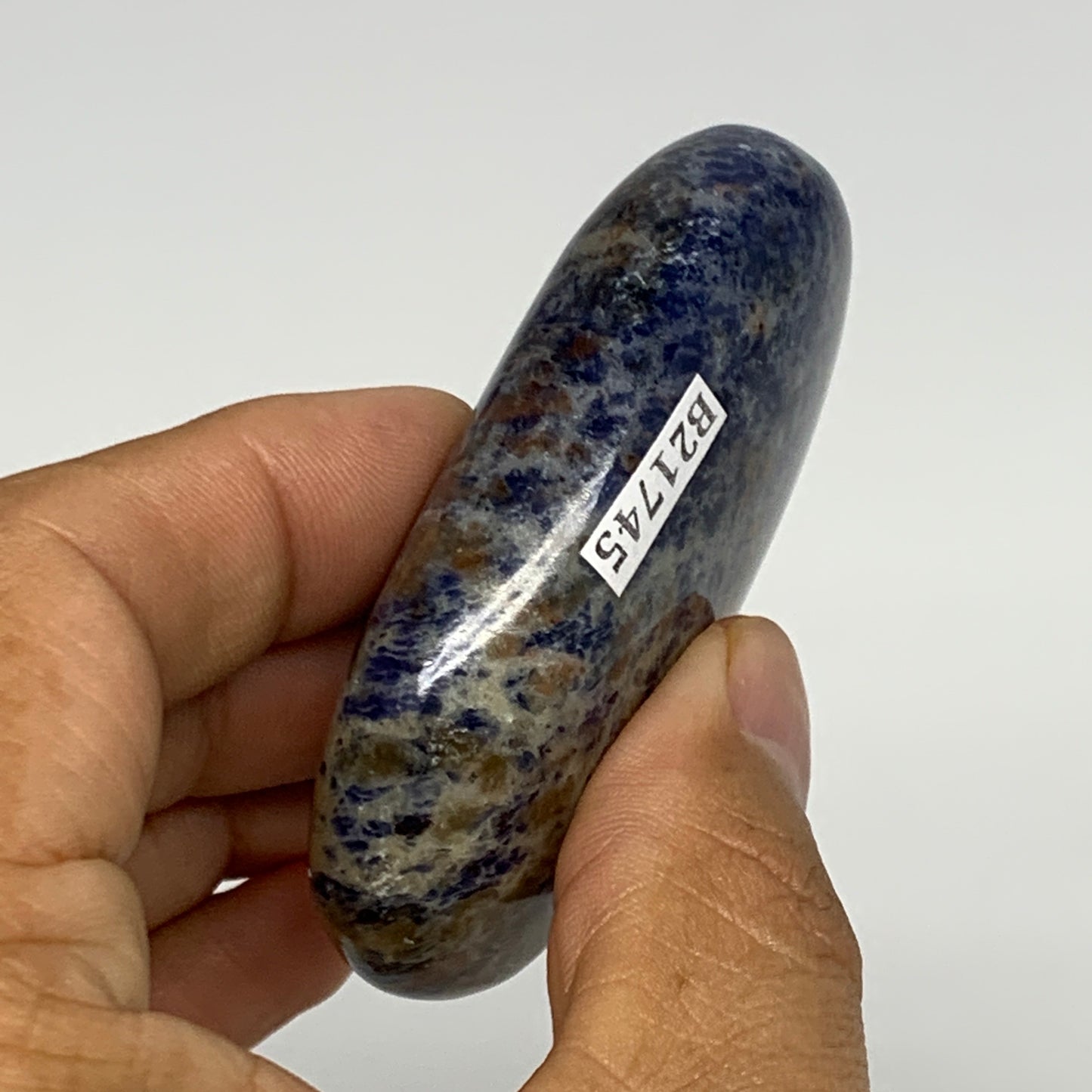 91.7g, 2.7"x1.6"x0.8", Sodalite Palm-Stone Crystal Polished Handmade, B21745