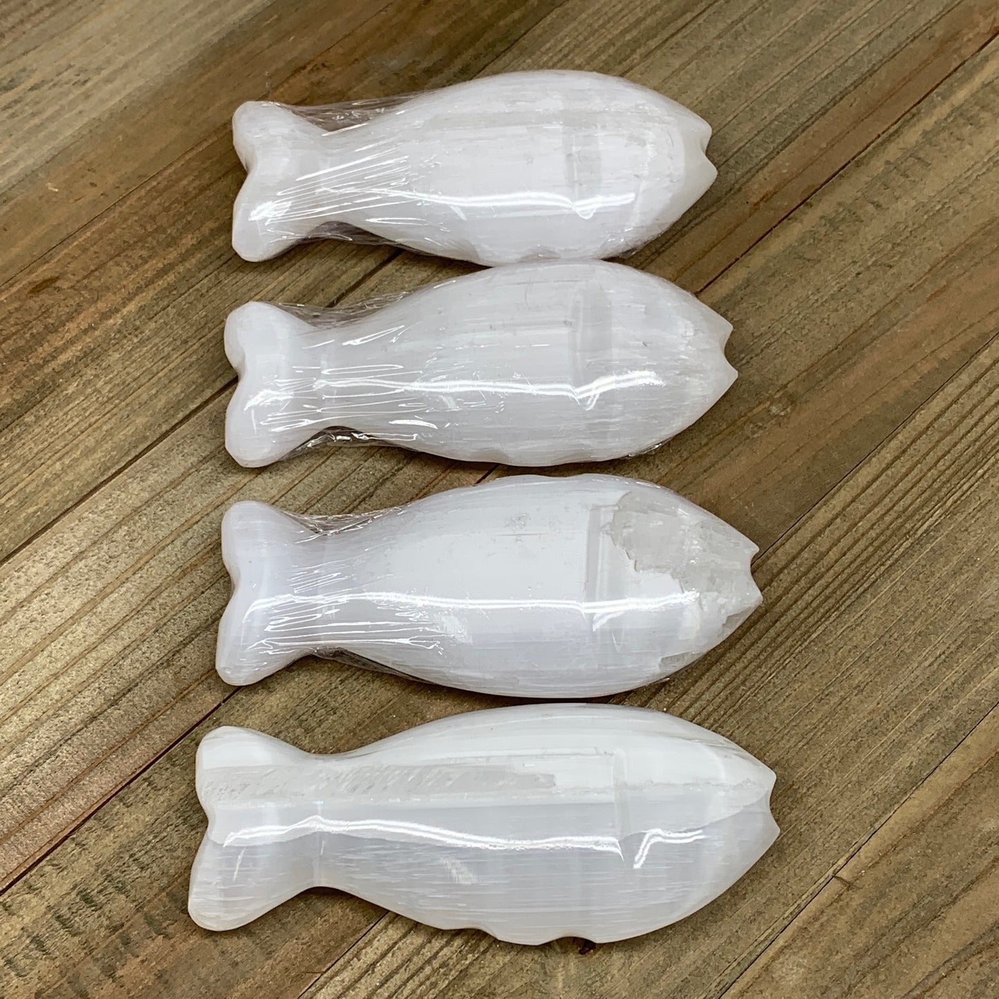 1pc, 90-110g, 4"x1.7"x0.9" White Selenite Fish, Handcrafted Crystal @Morocco
