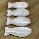 1pc, 90-110g, 4"x1.7"x0.9" White Selenite Fish, Handcrafted Crystal @Morocco