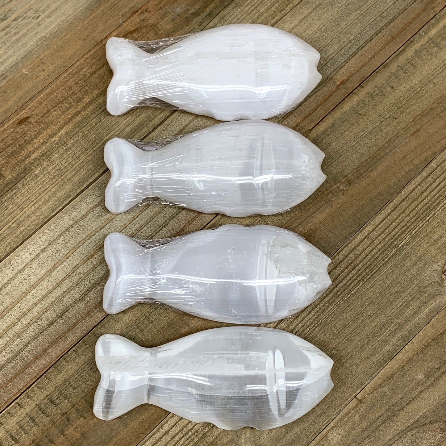 1pc, 90-110g, 4"x1.7"x0.9" White Selenite Fish, Handcrafted Crystal @Morocco