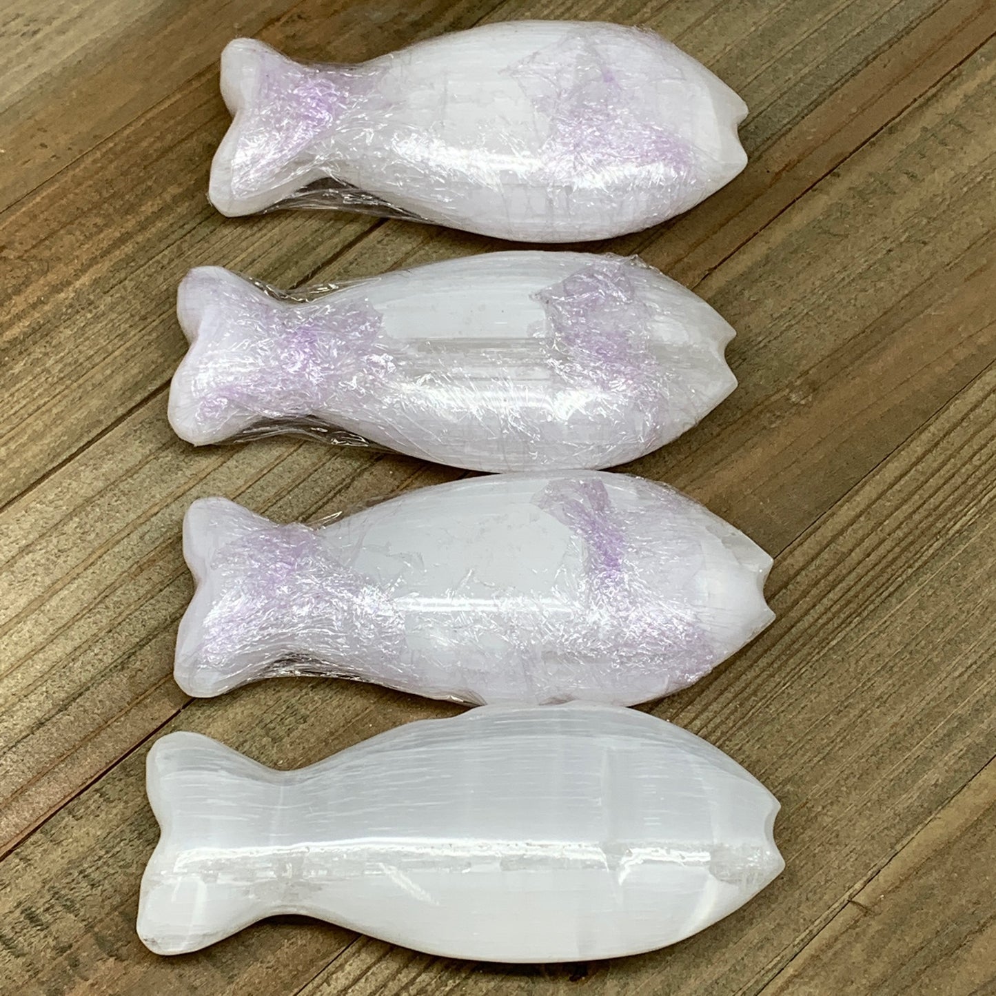 1pc, 90-110g, 4"x1.7"x0.9" White Selenite Fish, Handcrafted Crystal @Morocco