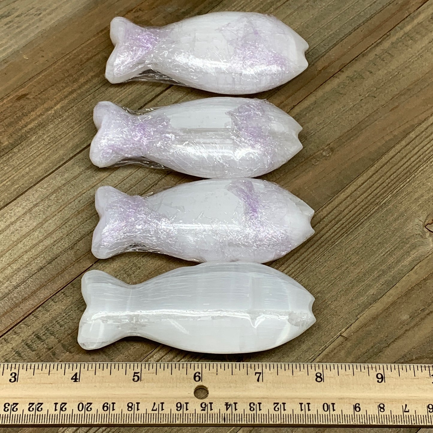 1pc, 90-110g, 4"x1.7"x0.9" White Selenite Fish, Handcrafted Crystal @Morocco
