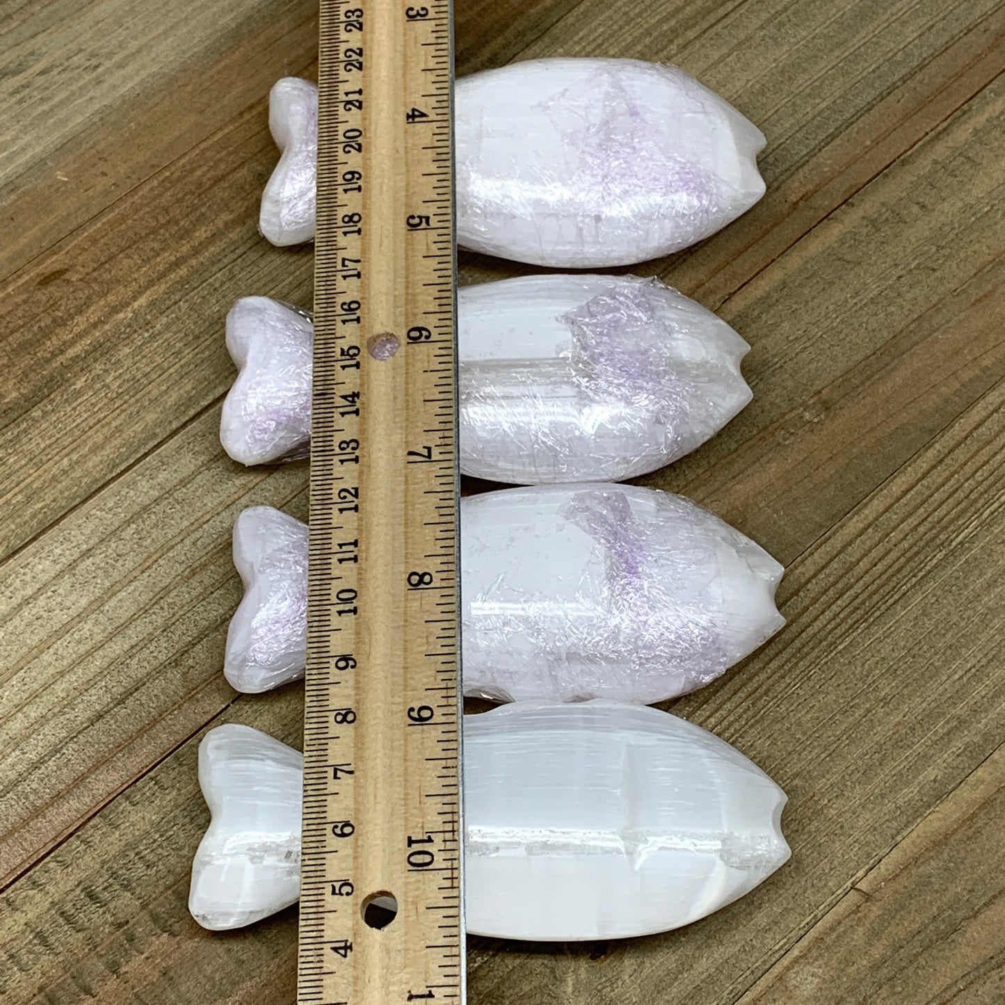 1pc, 90-110g, 4"x1.7"x0.9" White Selenite Fish, Handcrafted Crystal @Morocco