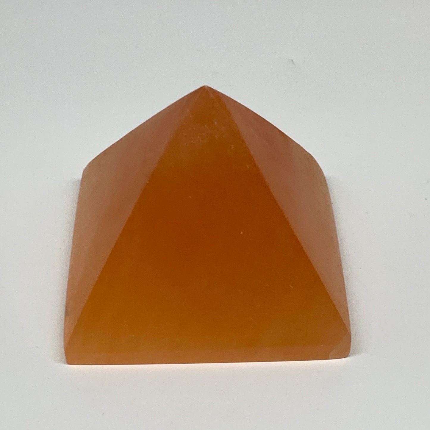 678g, 3.1"x3.8" Orange Selenite/Satin Spar Pyramid Crystal @Morocco, B24194