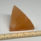 758g, 3.5"x3.8" Orange Selenite/Satin Spar Pyramid Crystal @Morocco, B24195