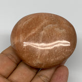 109.6g,2.4"x2"x1", Peach Moonstone Palm-Stone Polished Reiki Crystal, B15492