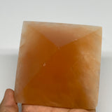 573g, 2.8"x3.6" Orange Selenite/Satin Spar Pyramid Crystal @Morocco, B24196