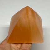 753g, 3.5"x3.8" Orange Selenite/Satin Spar Pyramid Crystal @Morocco, B24197