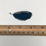 61 cts, 2.5"x1.3" Blue Agate Druzy Geode Pendant Silver Plated @Brazil, Bp1268 - watangem.com