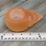 400-430g, 4.5"x2.8"x2" Orange Selenite Candle Holder Pear Shape from Morocco