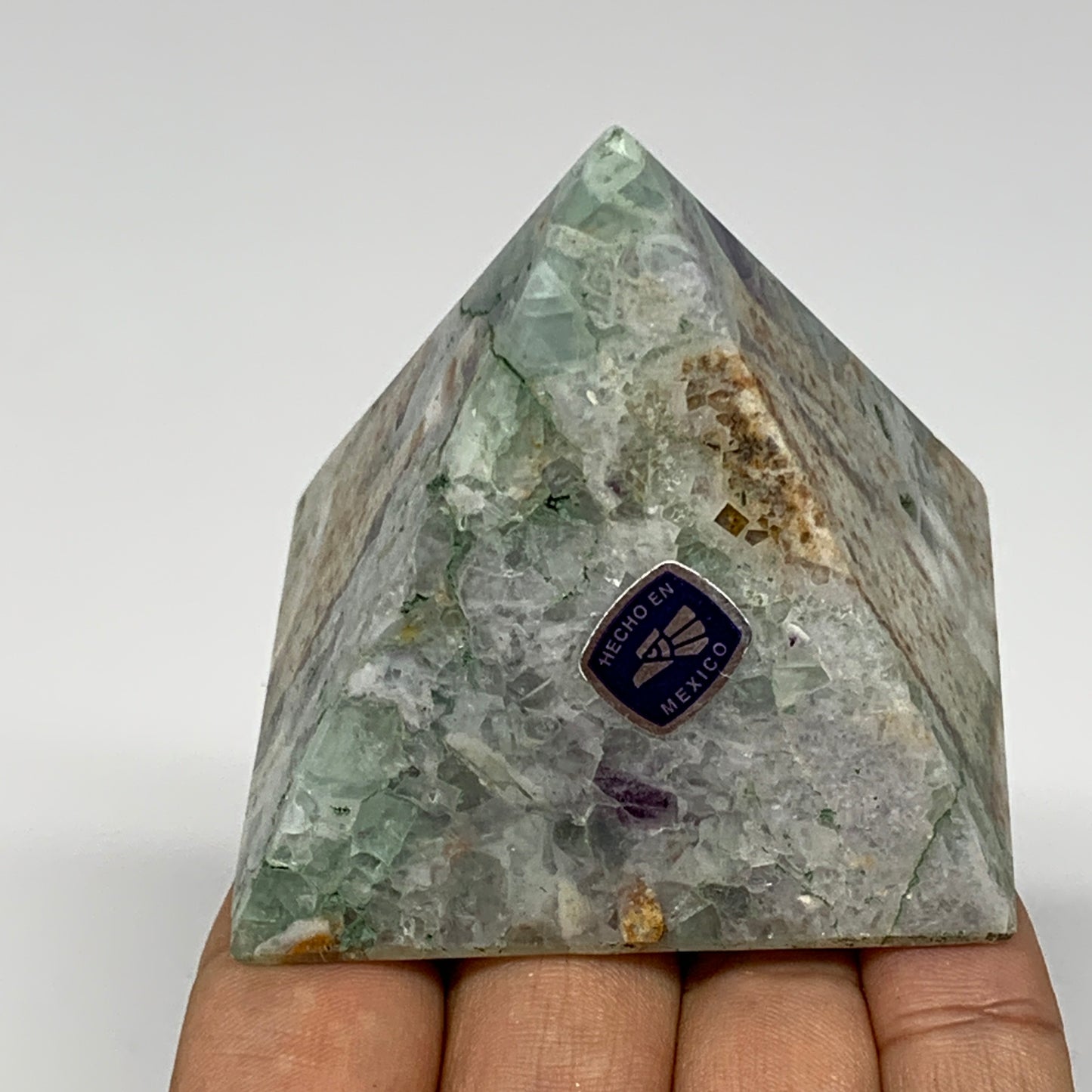 211.1g, 2.1"x2.5"x2.3" Natural Green Fluorite Pyramid Crystal Gemstone @Mexico,