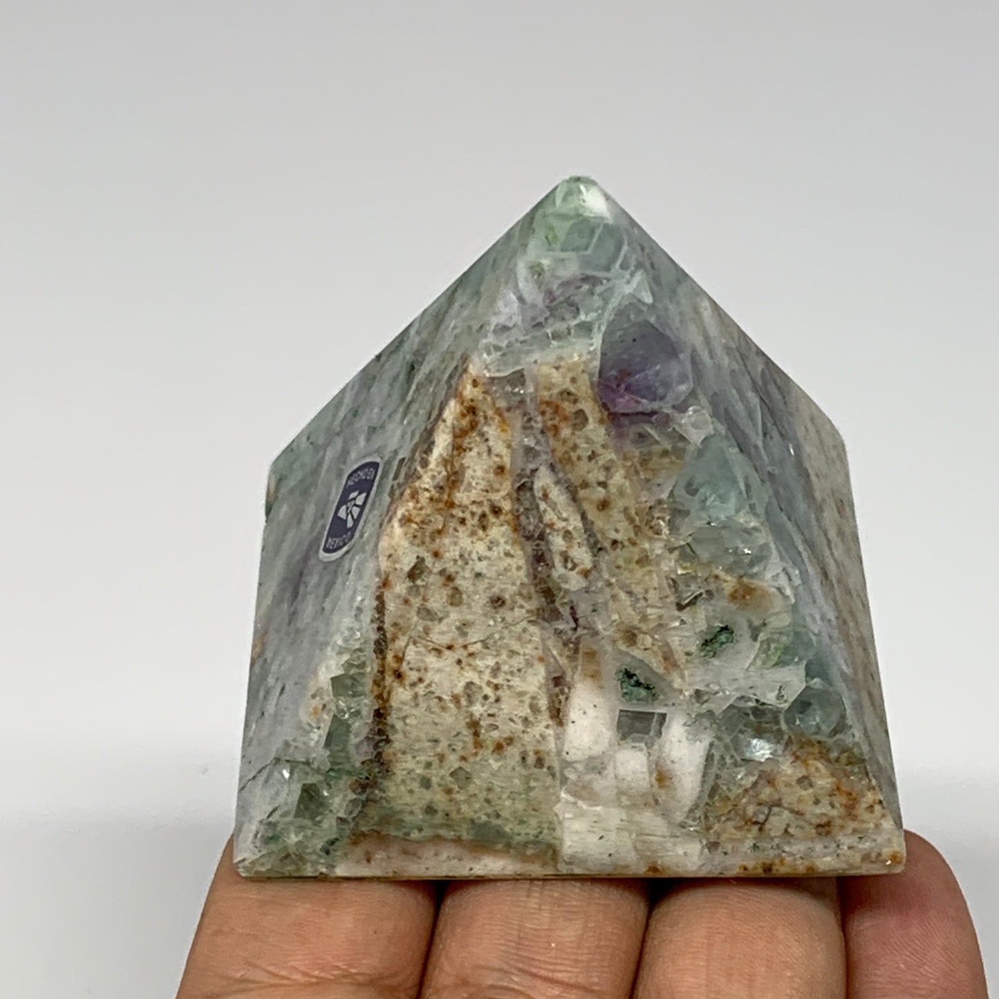 211.1g, 2.1"x2.5"x2.3" Natural Green Fluorite Pyramid Crystal Gemstone @Mexico,