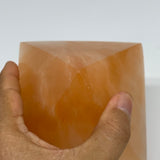 753g, 3.5"x3.8" Orange Selenite/Satin Spar Pyramid Crystal @Morocco, B24197