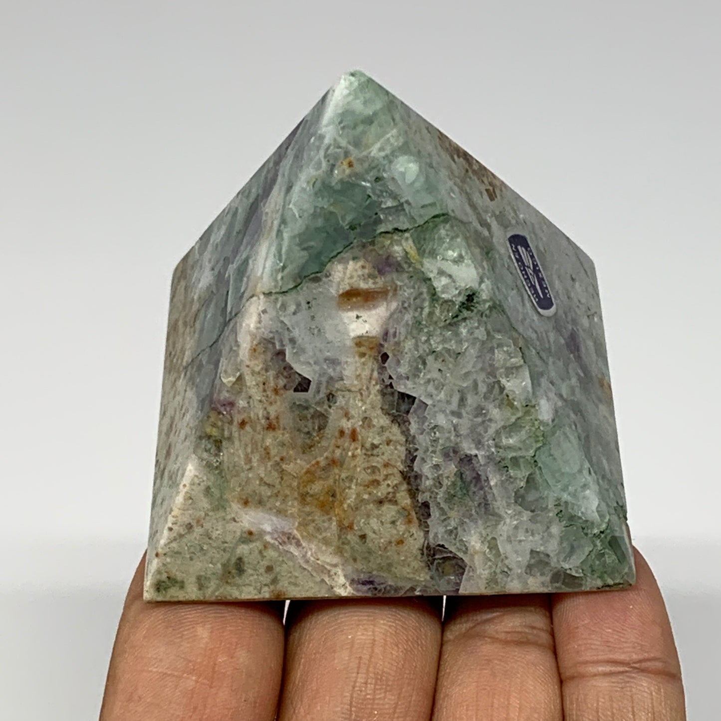 211.1g, 2.1"x2.5"x2.3" Natural Green Fluorite Pyramid Crystal Gemstone @Mexico,