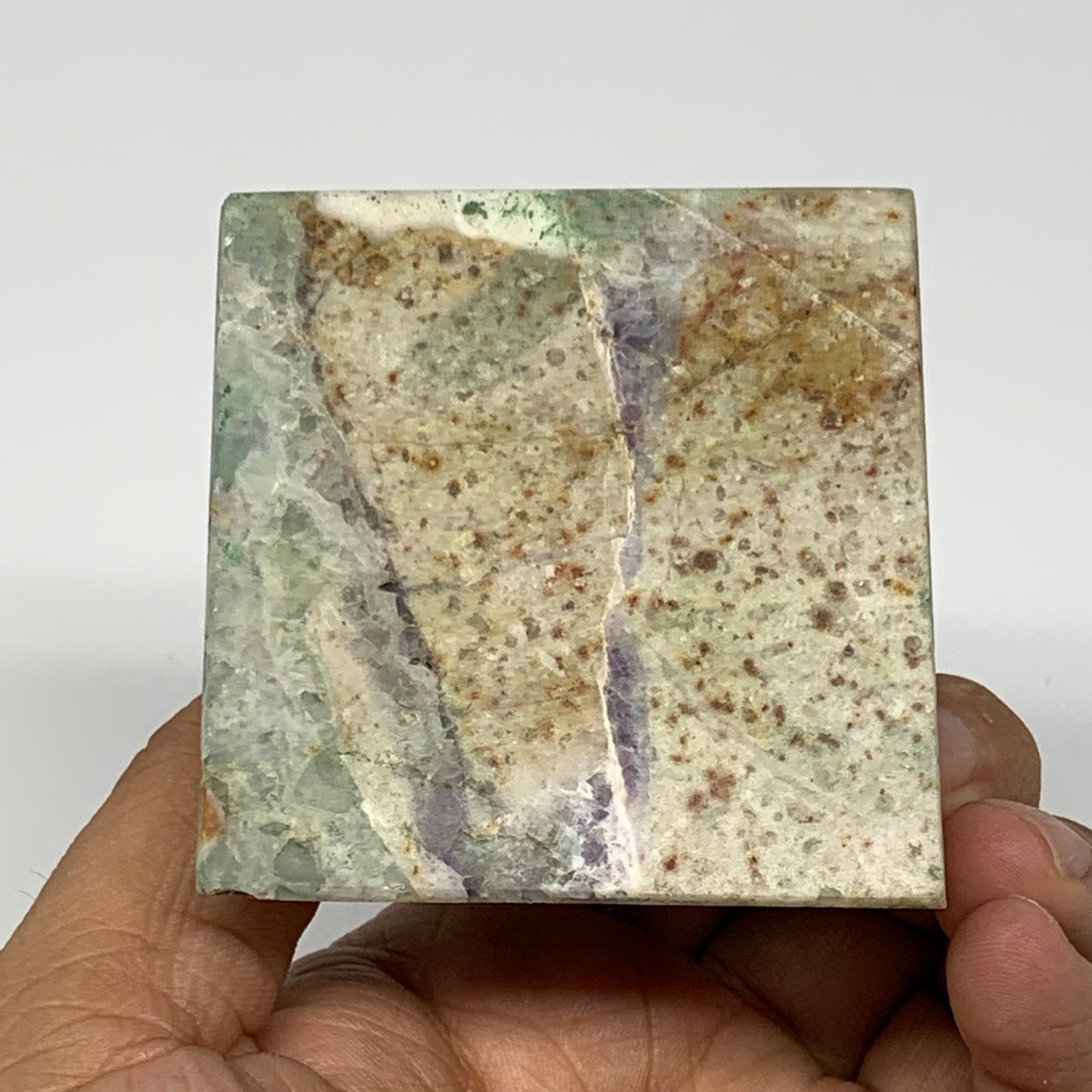 211.1g, 2.1"x2.5"x2.3" Natural Green Fluorite Pyramid Crystal Gemstone @Mexico,